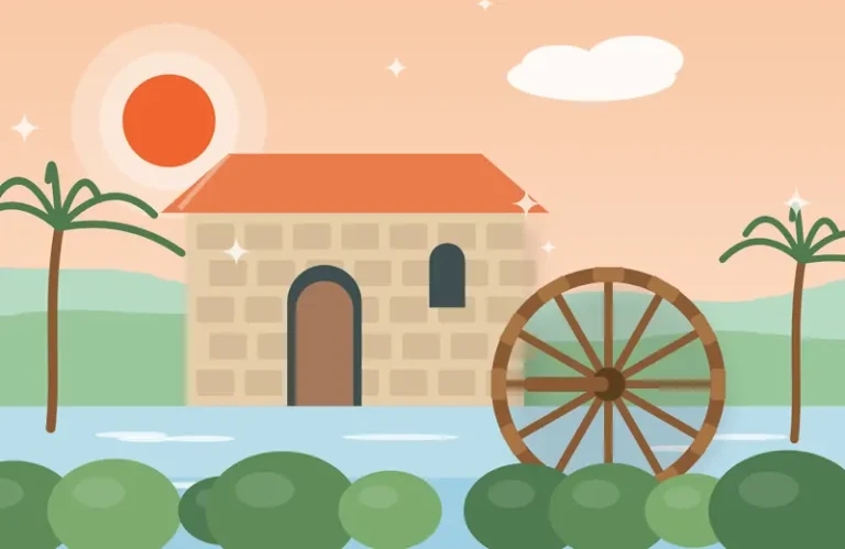 آسیاب آبی در غروب